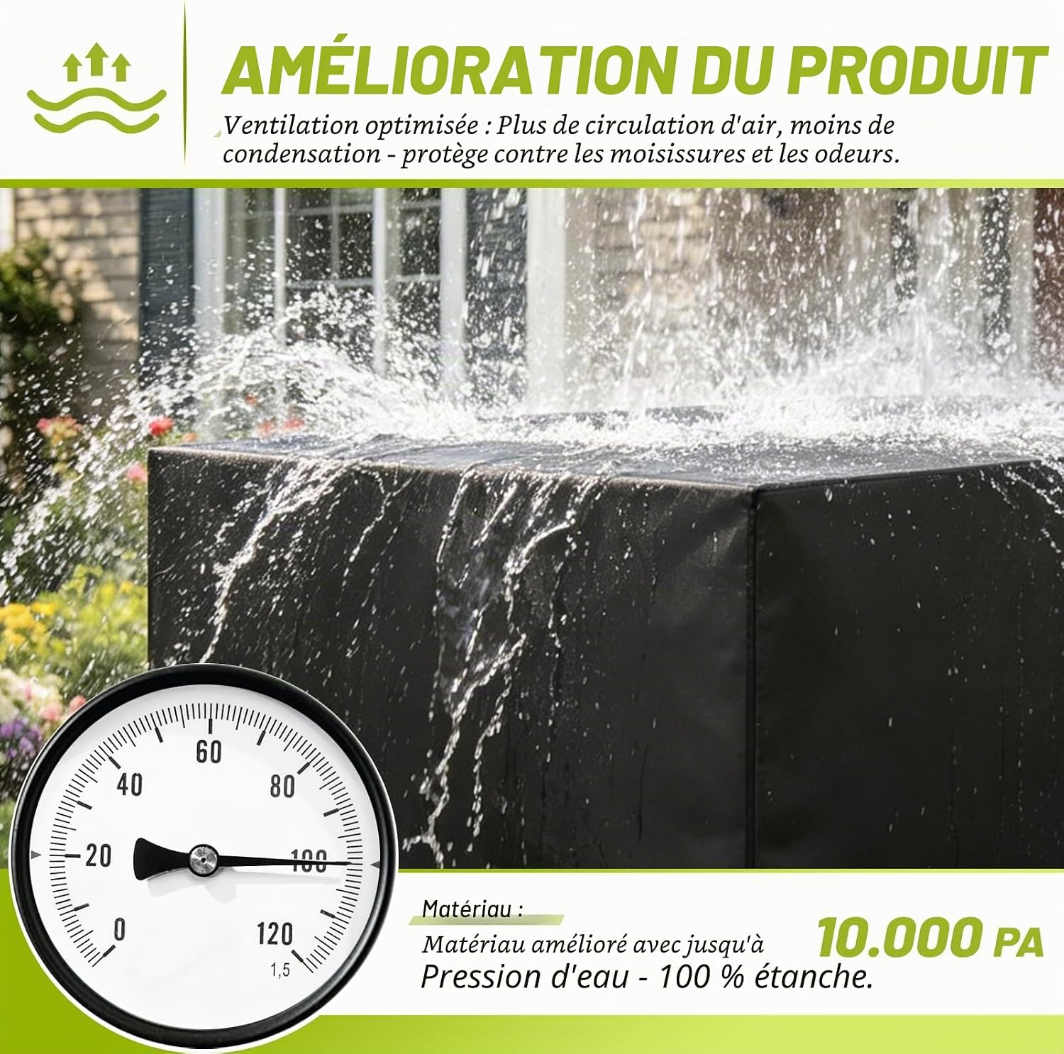 Thumbnail 2 de Housse de protection Aipwerer pour salon de jardin Extérieur 213x132x72 cm – Oxford 420D Étanche avec PU argenté