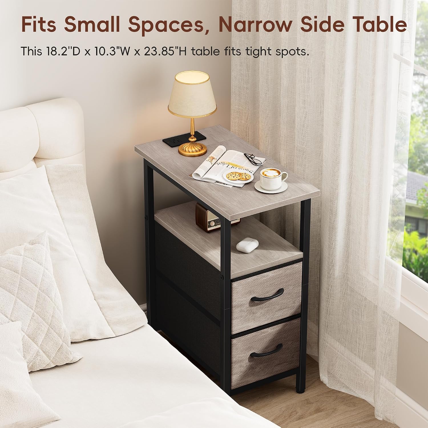 Thumbnail 4 de Vagusicc Nightstand with Charging Station 23.85"