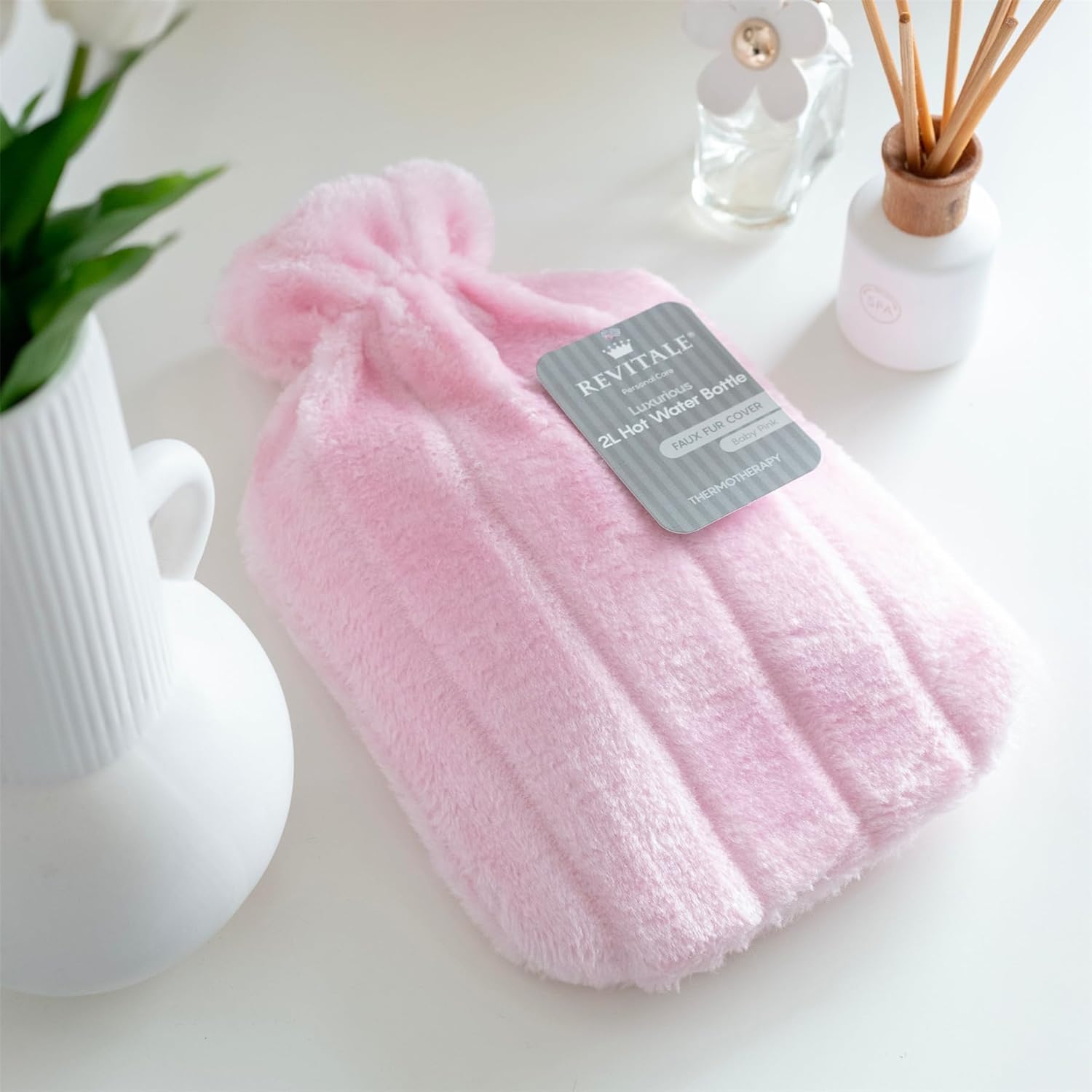 Thumbnail 6 de Revitale Luxury Cosy 2 Litre Hot Water Bottle (Soft Cover) – British Standard BS1970:2012, Baby Pink