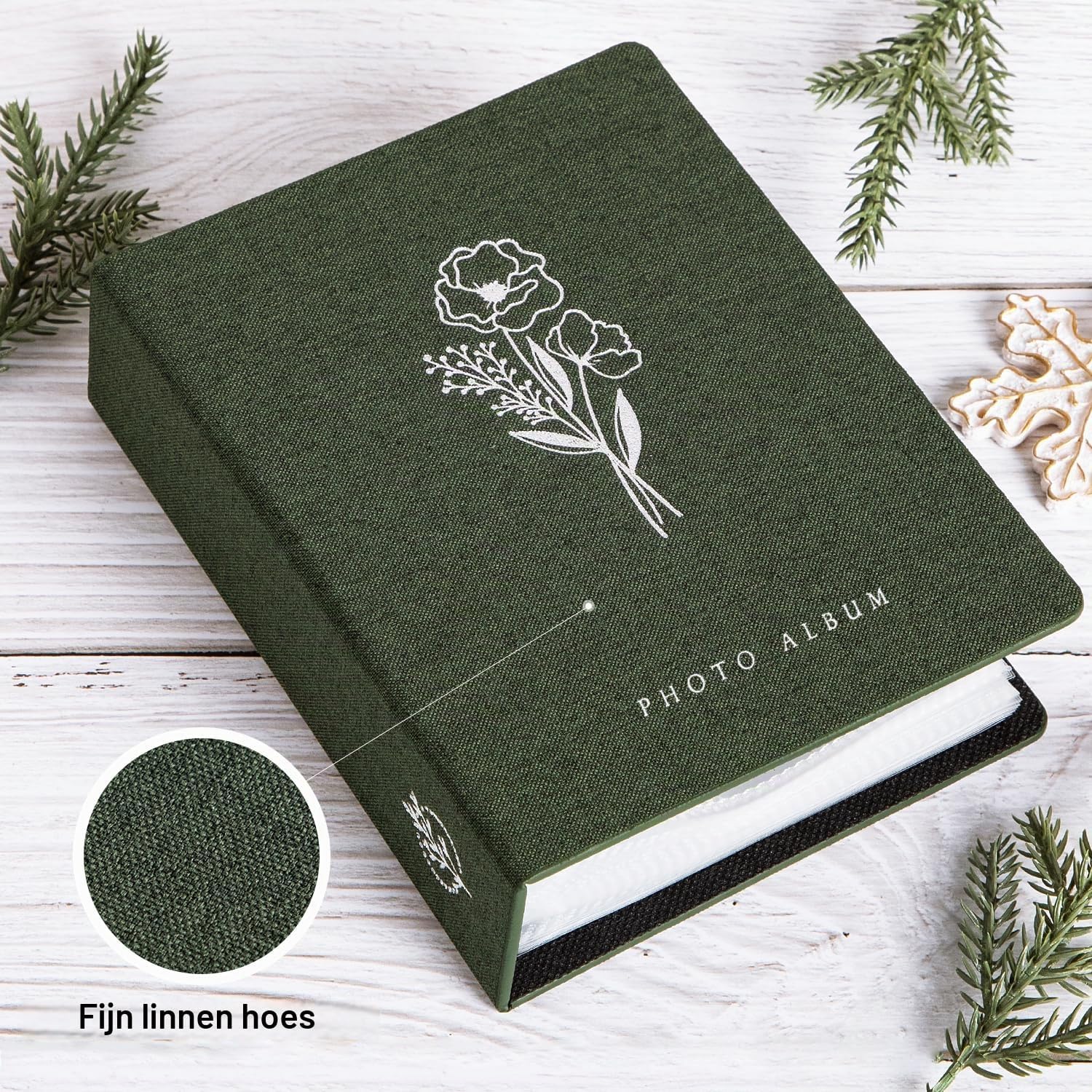 Detalle de Lanpn YJUSBLTJ5x7 fotoalbums, 2-pack met linnen omslag voor 13 x 18 cm