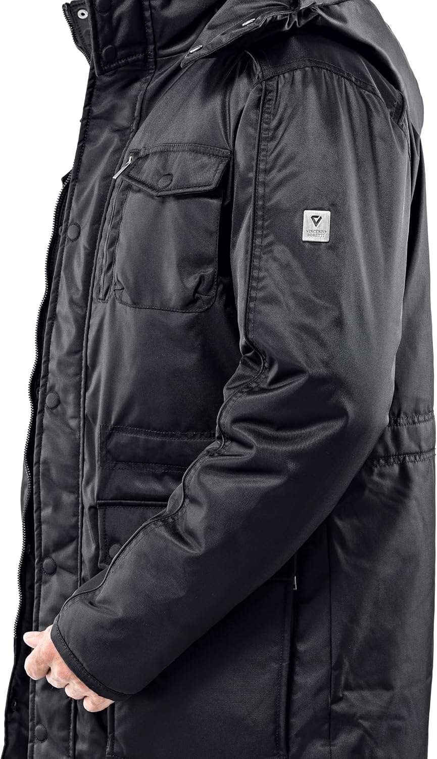 Thumbnail 3 de Vincenzo Boretti giubbotto-cappotto invernale lungo uomo con parka elegante, cappuccio e grandi tasche