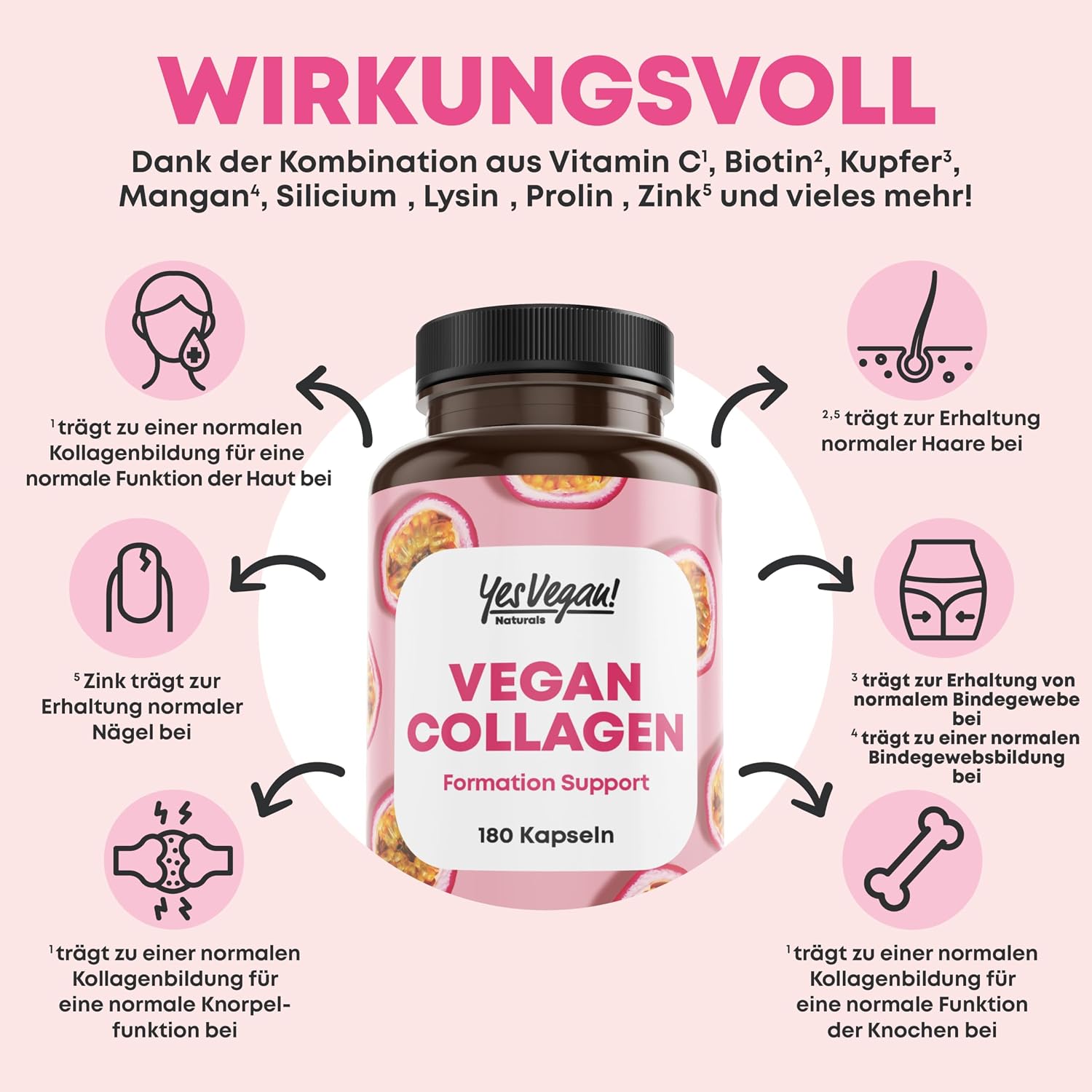Thumbnail 2 de Vegan Collagen (180 Kapseln) mit Aminosäuren – vegane Alternative zu Kollagenpulver
