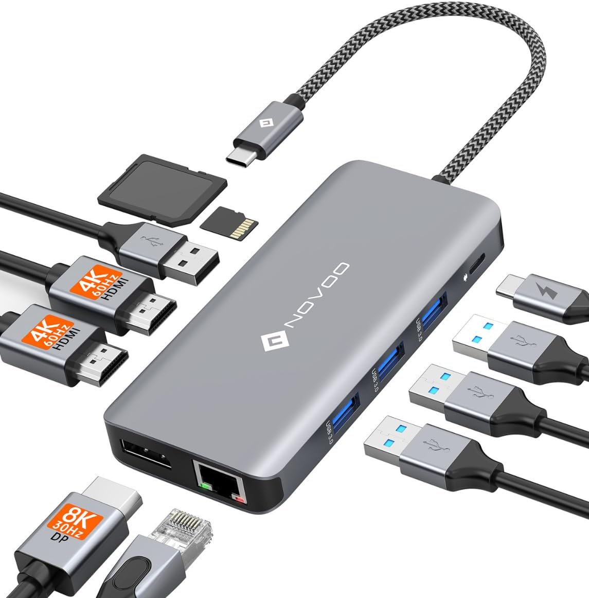 Detalle de NOVOO Docking Station 4K Triple Display USB-C