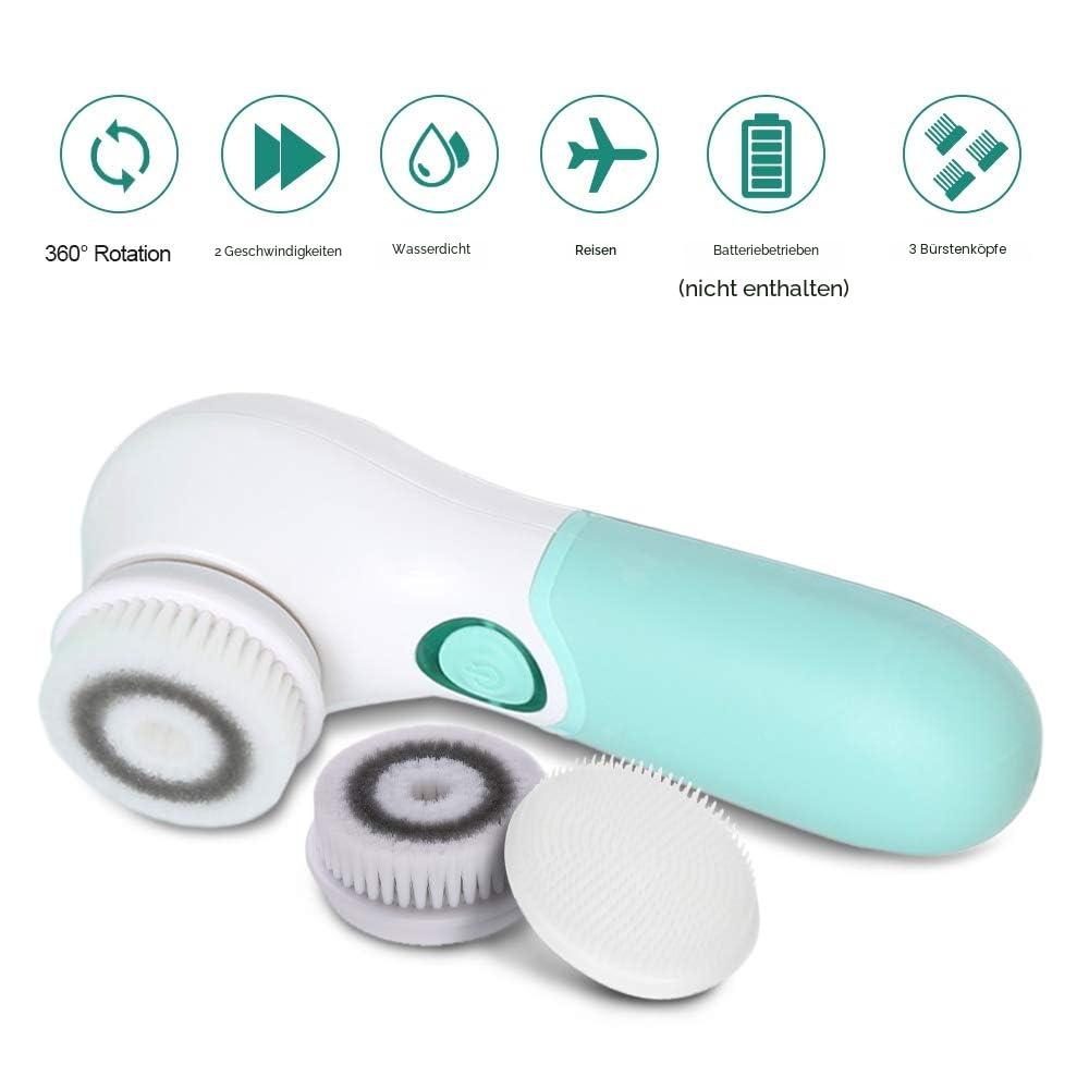Thumbnail 3 de TOUCHBeauty 3 in 1 Elektrische Gesichtsreinigungsbürste – 360° Drehung, 3 Bürstenköpfe, IPX5