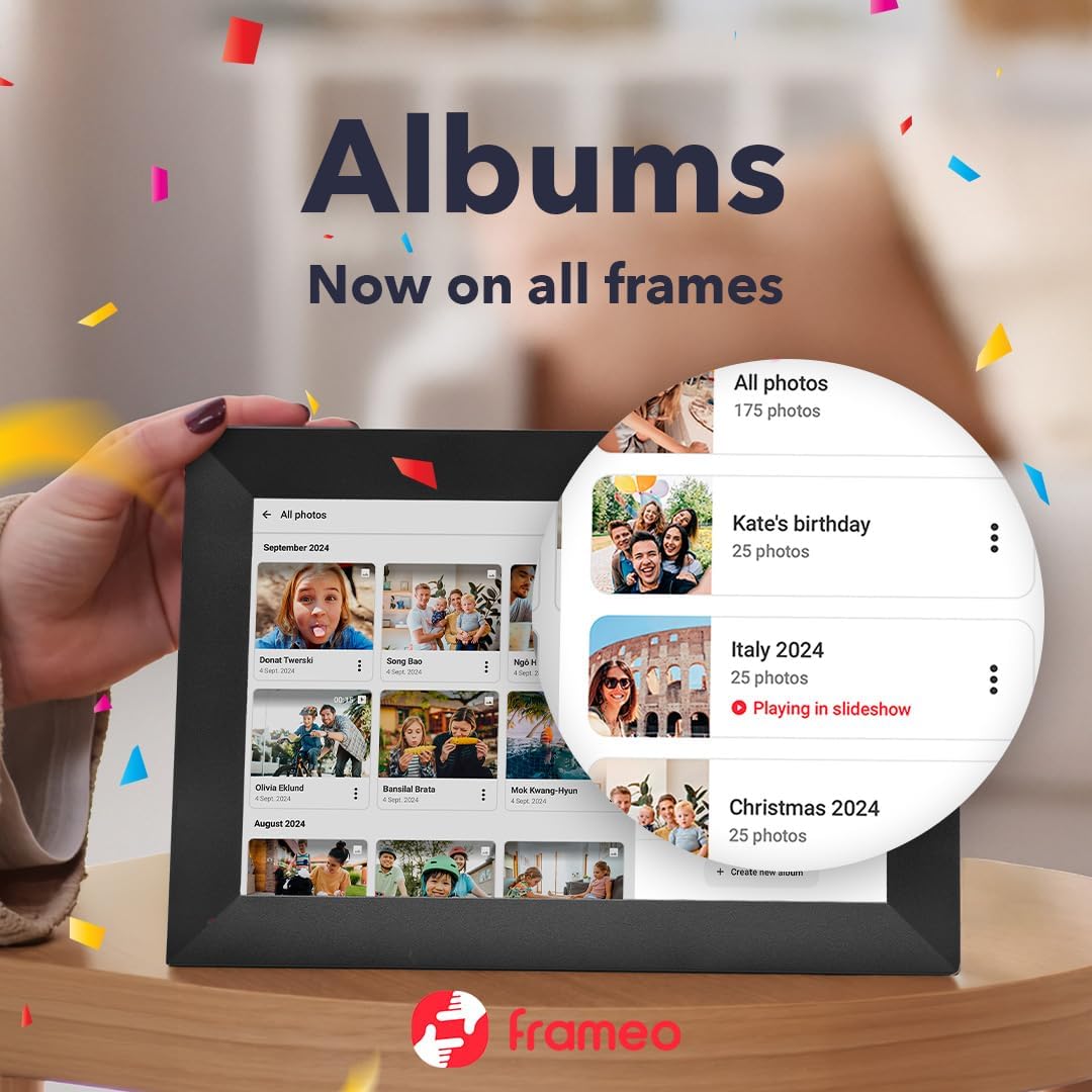 Detalle 2 de Frameo 10.1-Inch WiFi Digital Picture Frame (32GB Storage) with 1280×800 IPS Touchscreen