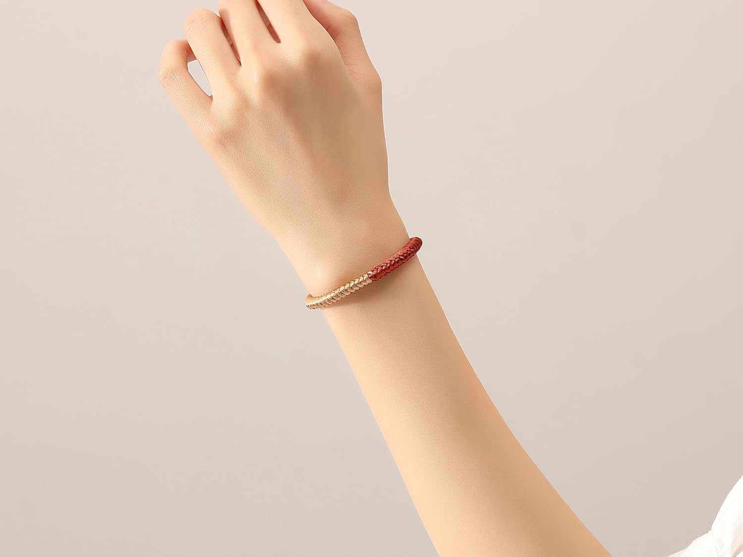 Thumbnail 4 de XIANNVXI Herrenarmband mit geflochtenem Segeltau – verstellbares Tibetisches Glücksarmband (Knoten Vajra) in Beige/Orange