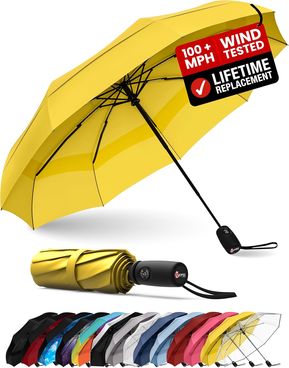 Detalle 2 de Repel Windproof Travel Umbrella — Compact, Auto Open ☂