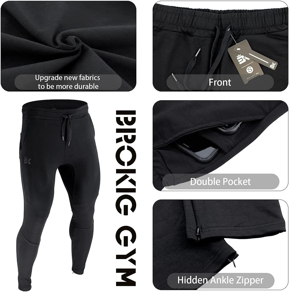 Detalle 1 de BROKIG BK-JDK-07 Men’s Jogger Pants, Cotton Blend with Ankle Zips