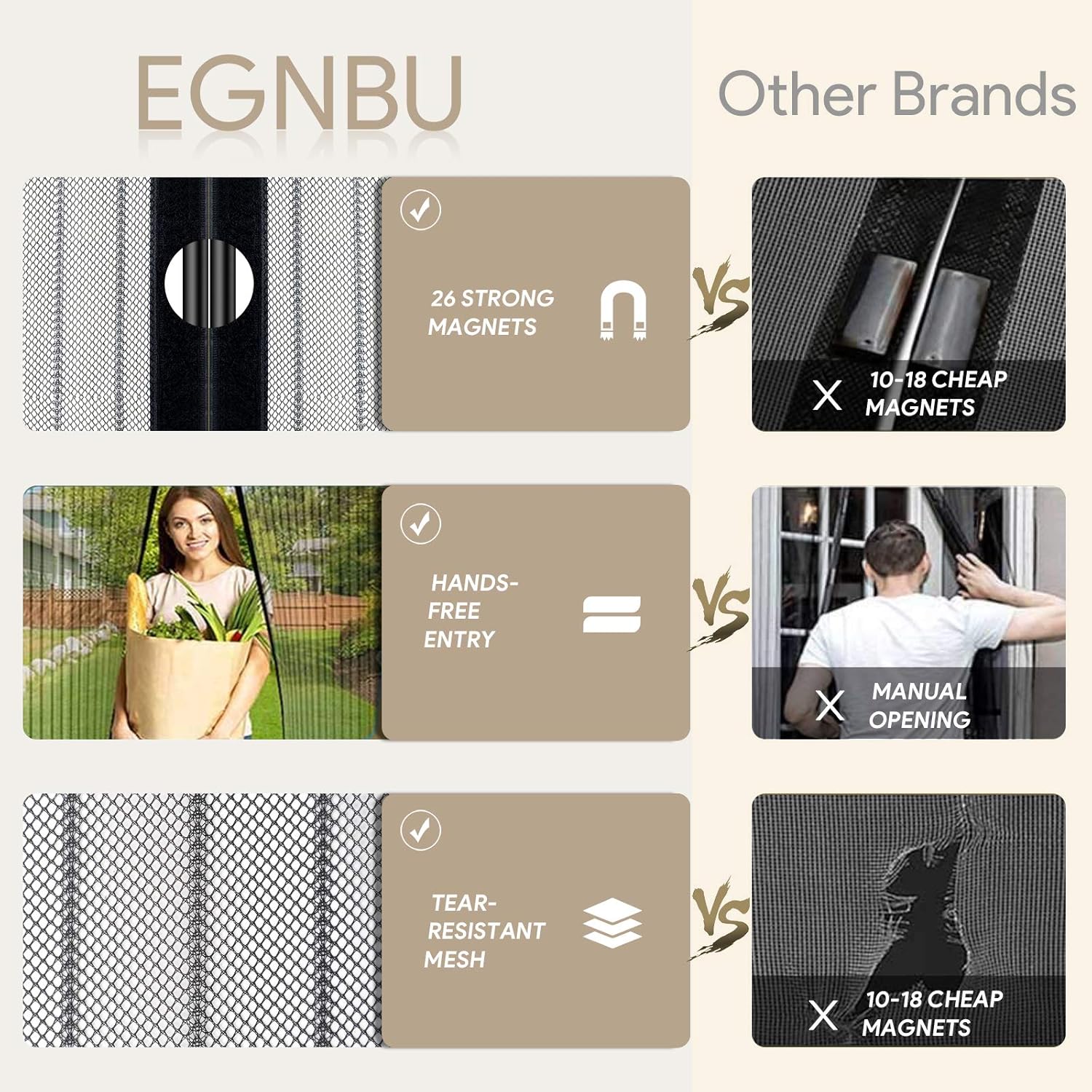 Thumbnail 6 de EGNBU Magnetic Fly Screen Door (90x210cm) – anti-mosquito magnetic fly curtain with automatic snap shut