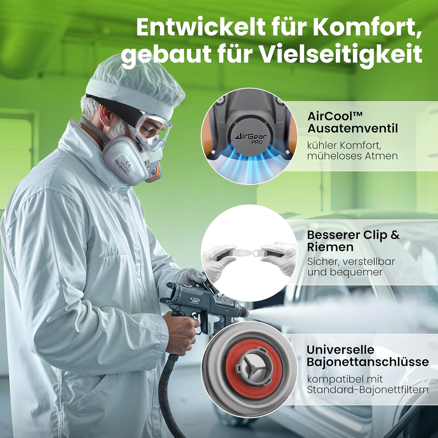 Thumbnail 6 de AirGearPro G-500 Atemschutzmaske mit A1P2 Filter – Wiederverwendbare Halbmaske mit Gas- und Staubfilterung