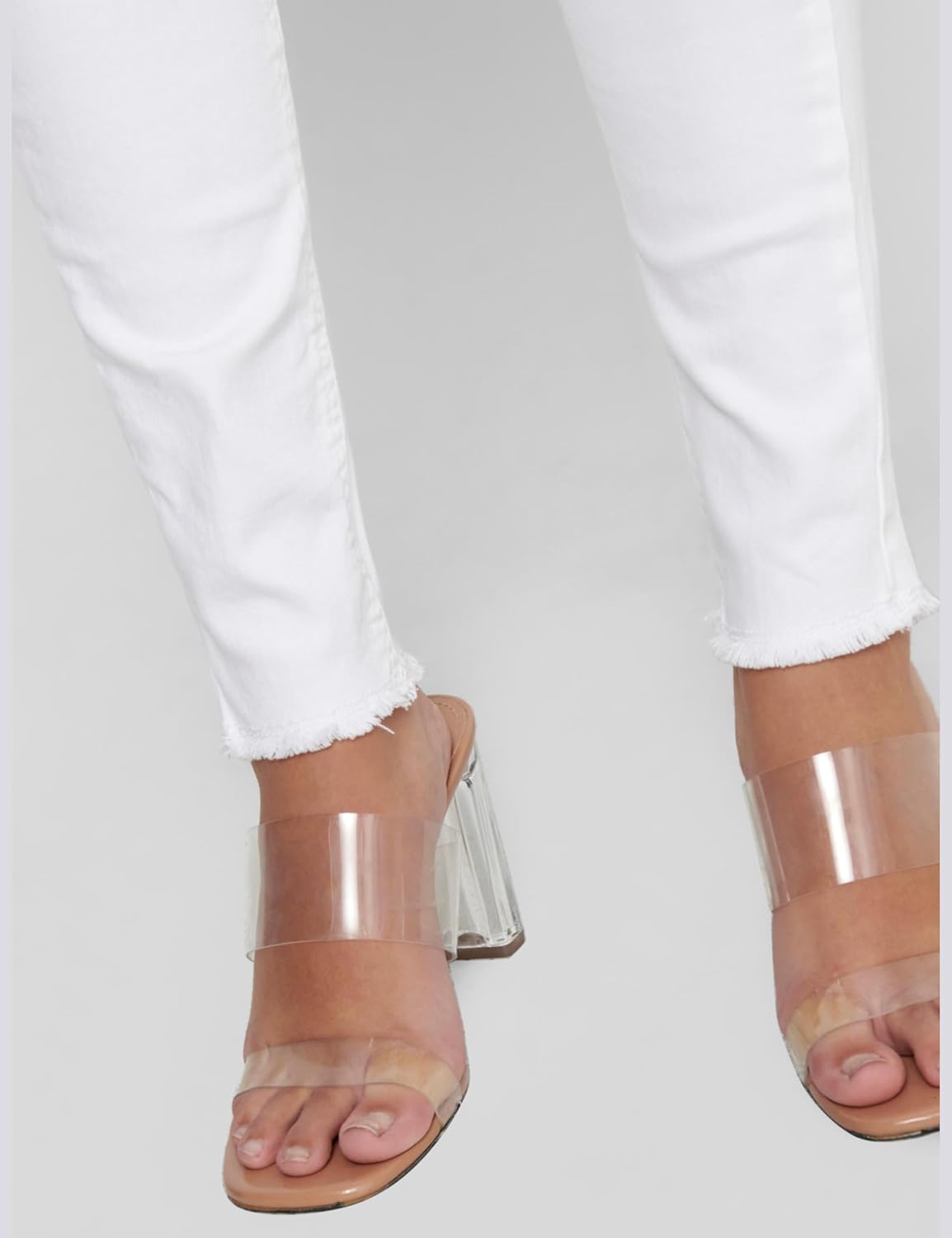 Detalle de ONLY Damen Skinny Fit Jeans, Mid Waist – Weiß, Größe L/32L (ONLBLUSH Life Röhrenjeans)