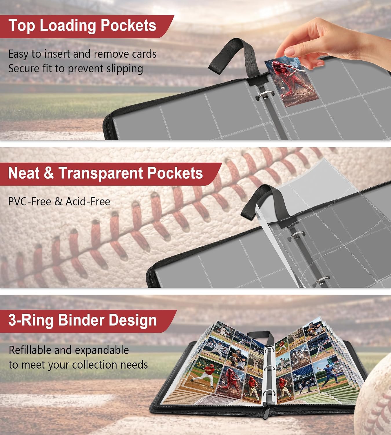 Thumbnail 3 de Baseball card binder with 50 sleeves