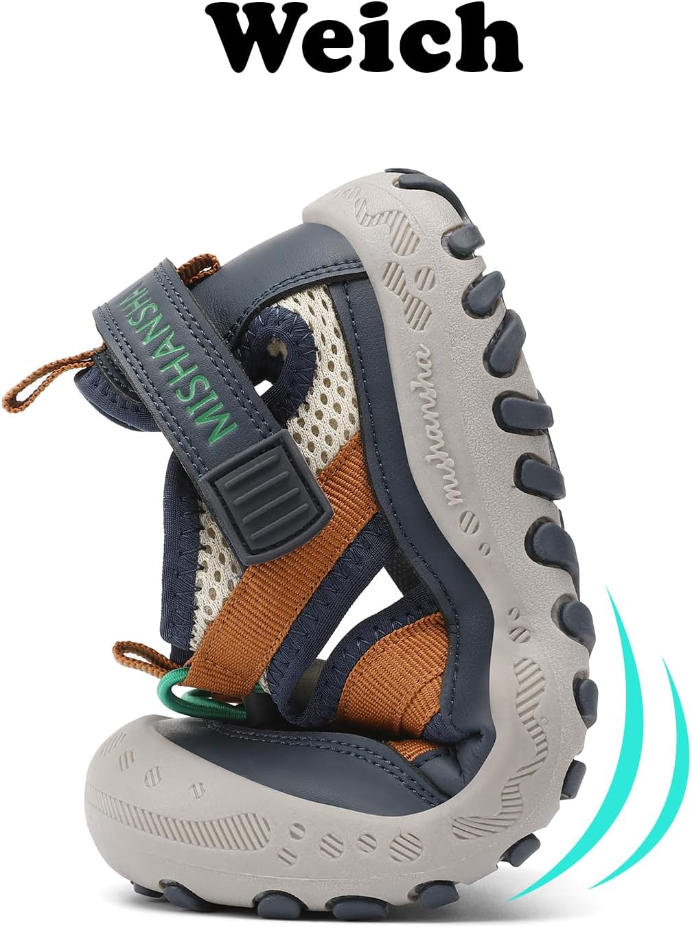 Thumbnail 4 de Mishansha Geschlossene Jungen Sandalen – atmungsaktiv, geschlossene Zehenkappe und Schnellverschluss, Gr. 24–38