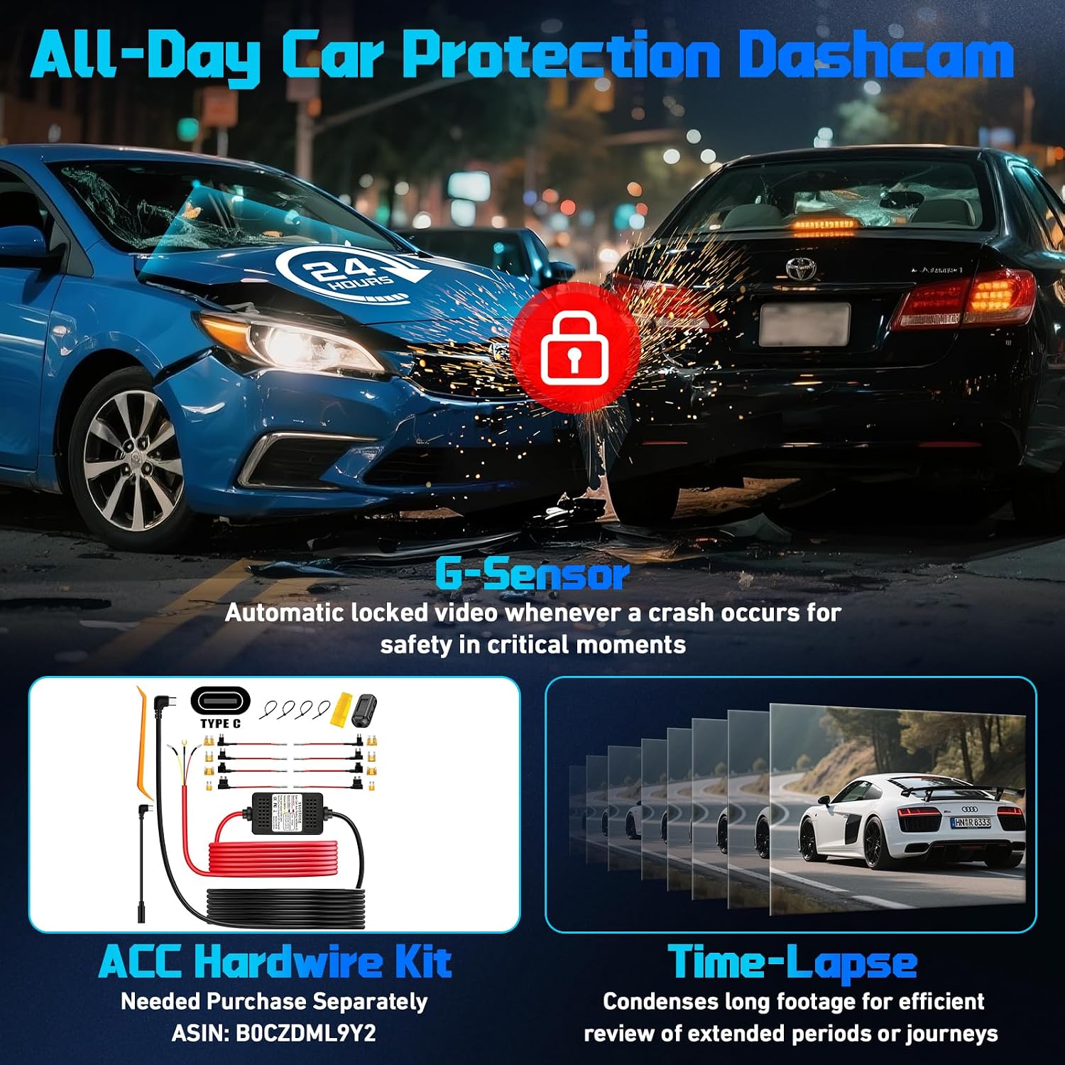 Thumbnail 4 de Dash Cam Front 4K 170° Wide Angle Dash Camera