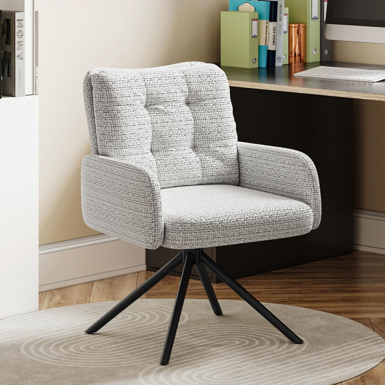 Detalle de Luxstein HM044146 Swivel Tub Chair with Double Backrest and Metal Frame