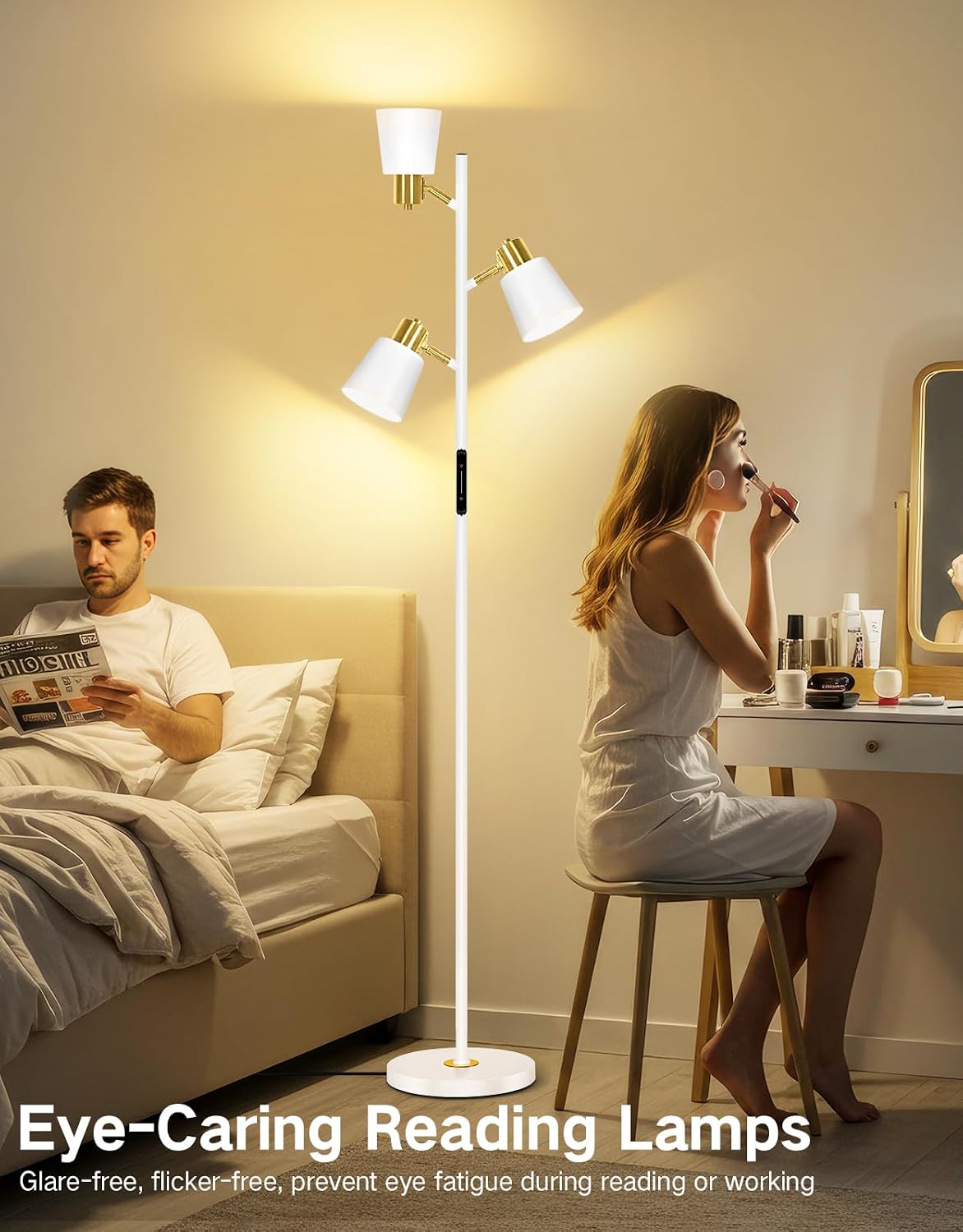 Detalle de OUTON Lampada da Terra LED dimmerabile con telecomando e controllo touch, 36W