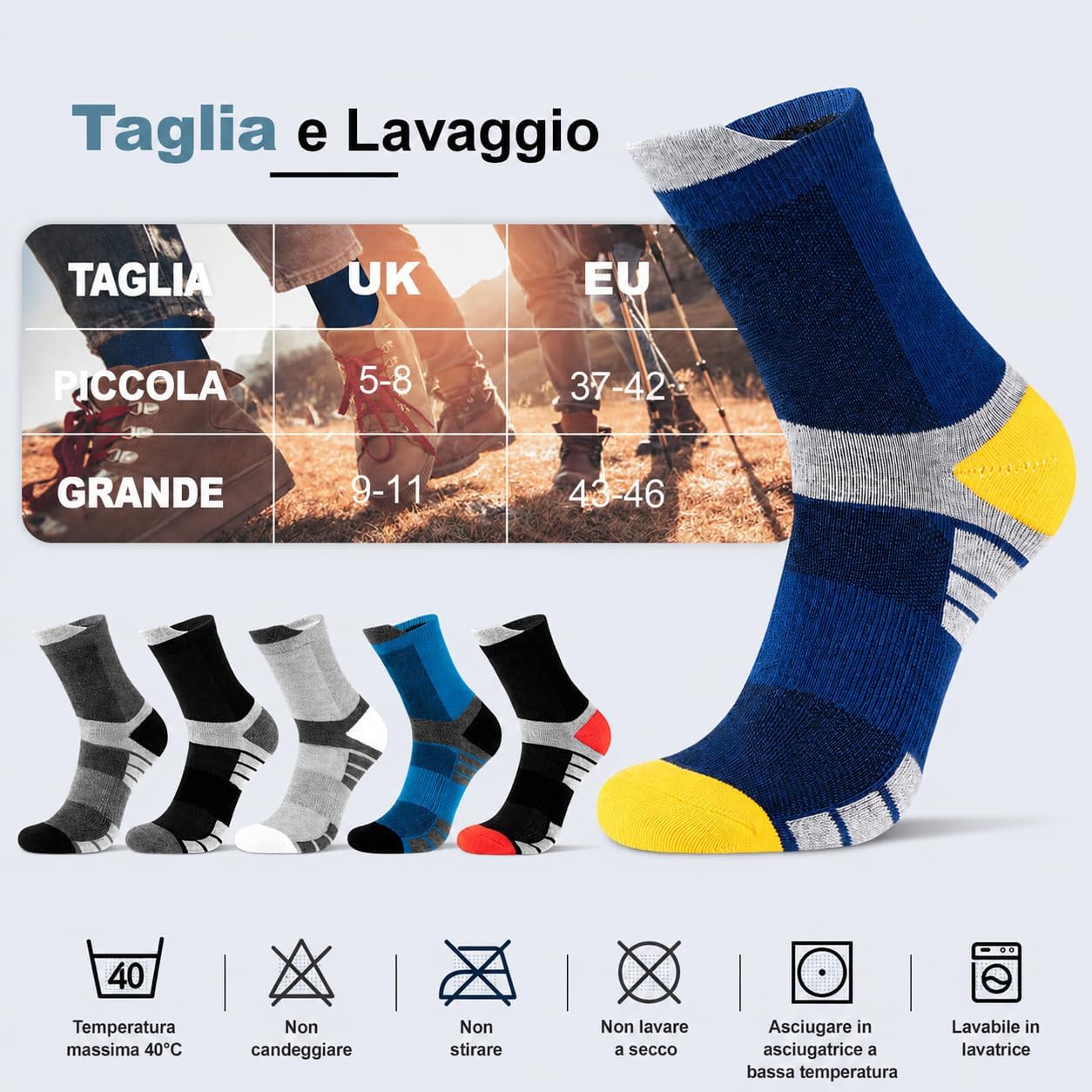 Thumbnail 6 de Niofind Calzini Uomo – 6 Paia di Calze sportive antiscivolo, traspiranti e ammortizzate per trekking, running e ciclismo