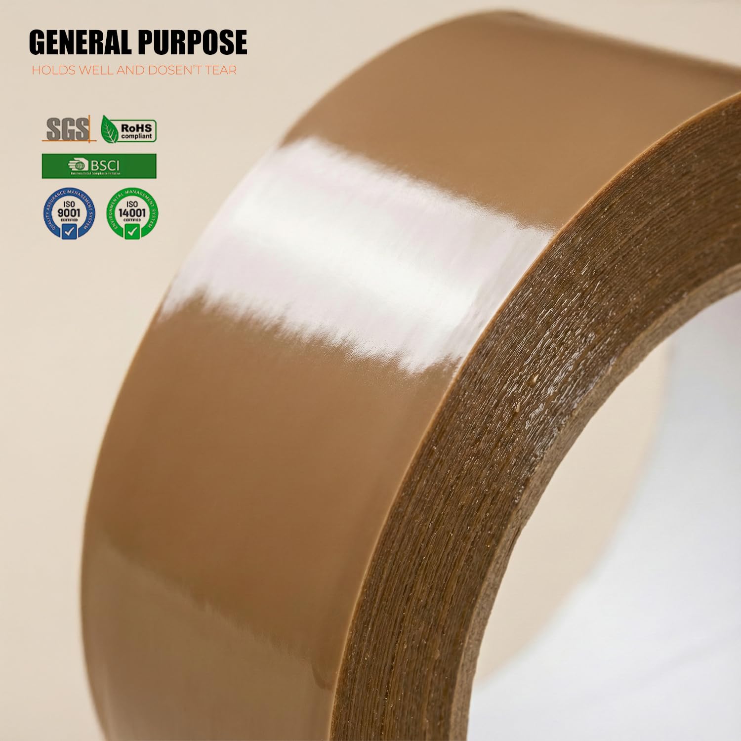 Detalle de Roe Tenpo Packaging Tape (Brown) – 36 rolls 48mm x 66m, low-noise parcel tape