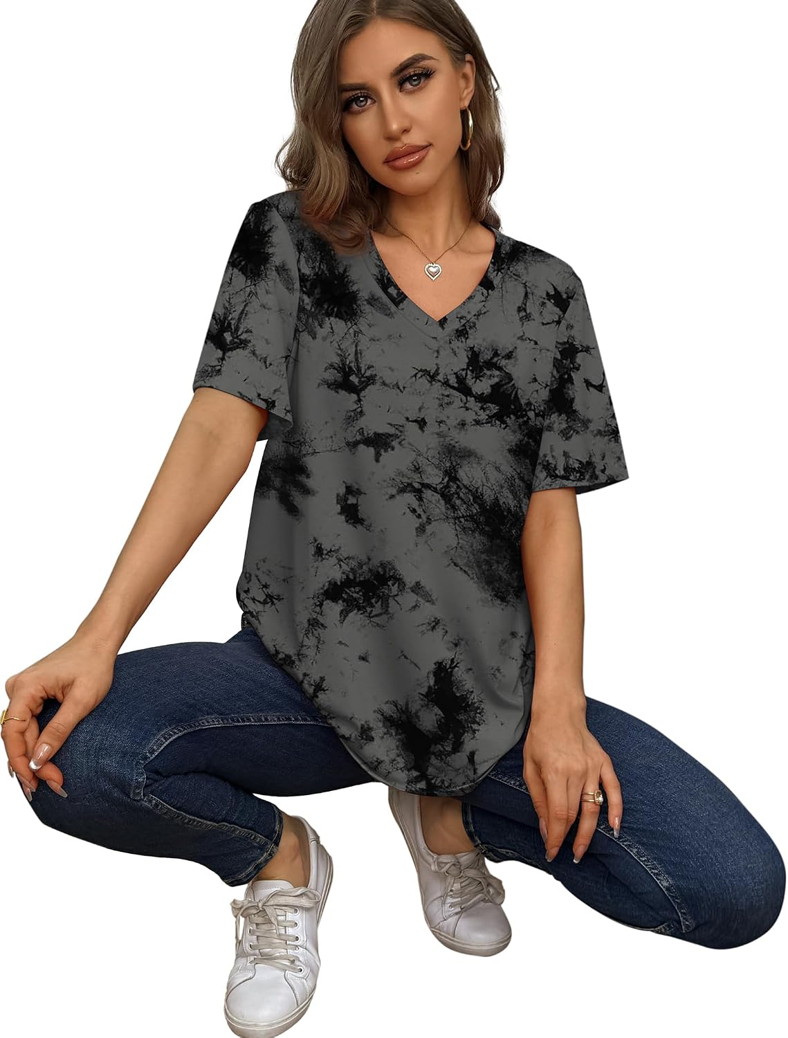 Detalle 1 de Aokosor Women's V-Neck T-Shirt, S–4XL