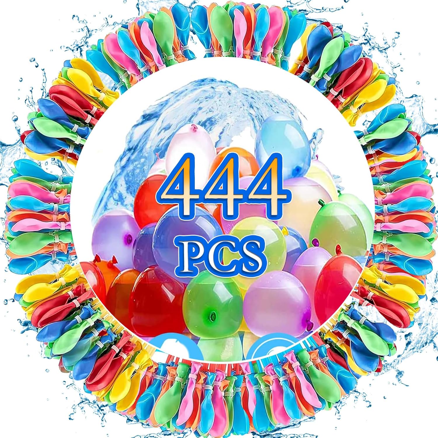 Detalle de Funnity Wasserbomben Selbstschließend – 444 bunte Wasserballons, 20 Sekunden Schnellfüller, inkl. 4 Wasserhahnverbinder