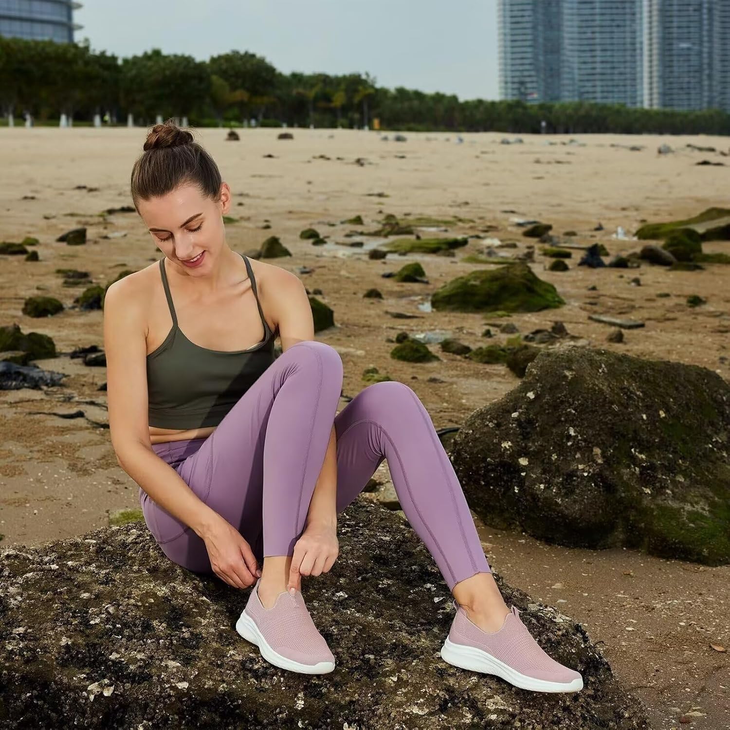 Thumbnail 3 de TIOSEBON Damen Walking Tennisschuhe Strick – Leichtes Slip-On Sneaker mit atmungsaktivem Mesh