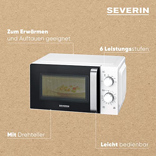 Detalle de SEVERIN Mikrowelle MW 7885 – 17 L, Auftauen und Erhitzen, Drehteller 24,5 cm, Weiß/Edelstahl
