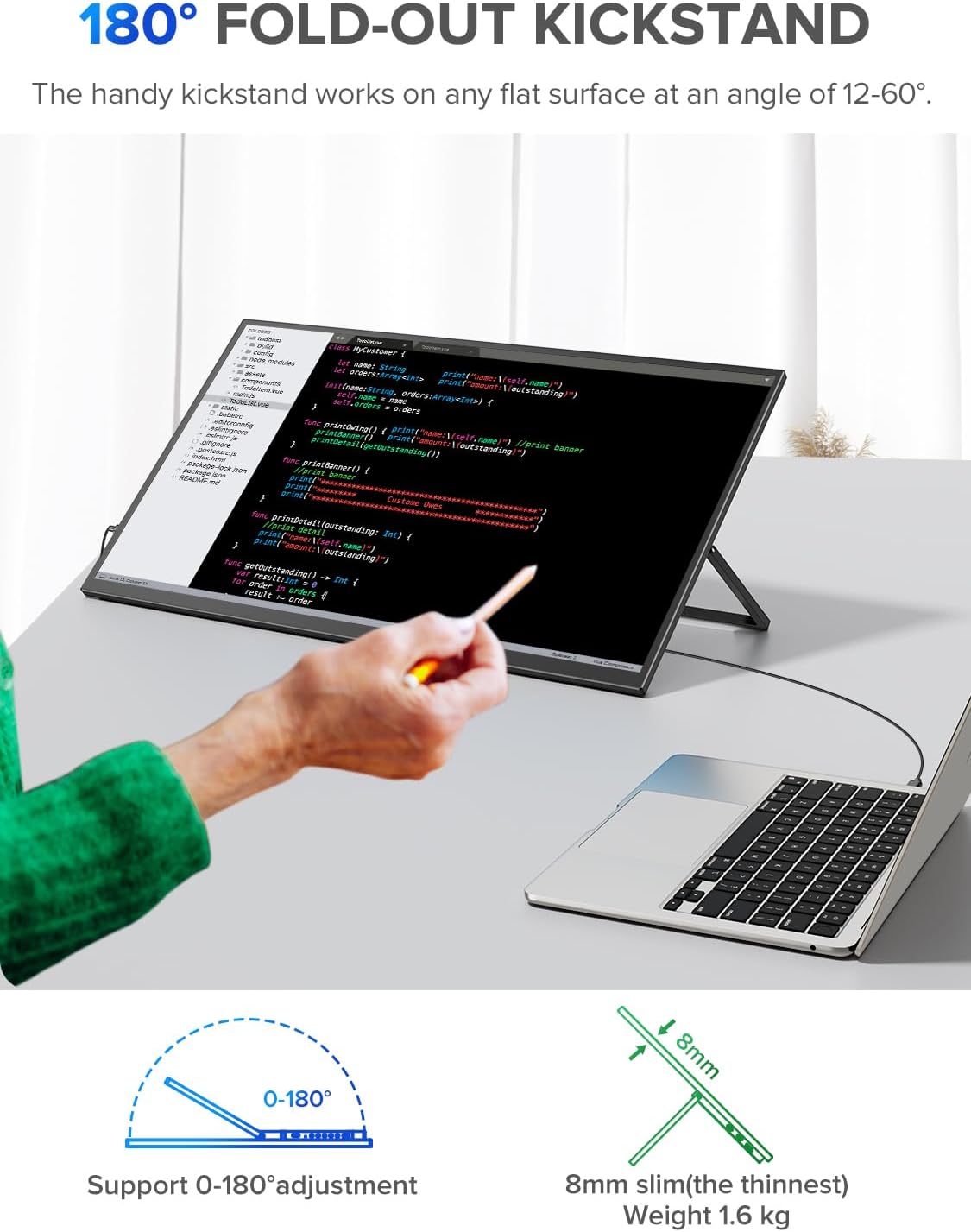 Thumbnail 5 de UPERFECT 22 Zoll 2K QLED Touchscreen Portable Monitor – 2560x1440, USB-C, Mini HDMI, VESA-kompatibel