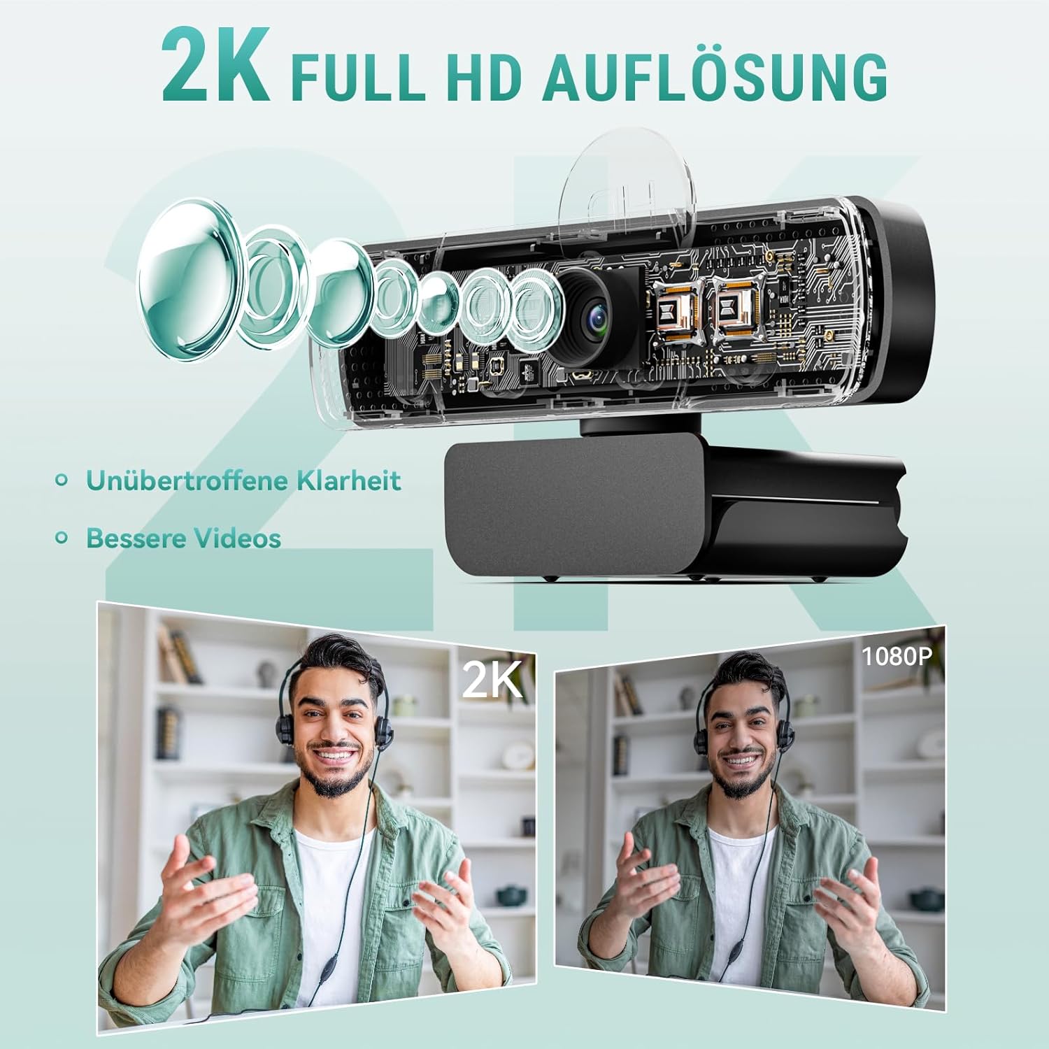 Thumbnail 1 de YIMONA 2K Webcam 85° Weitwinkel