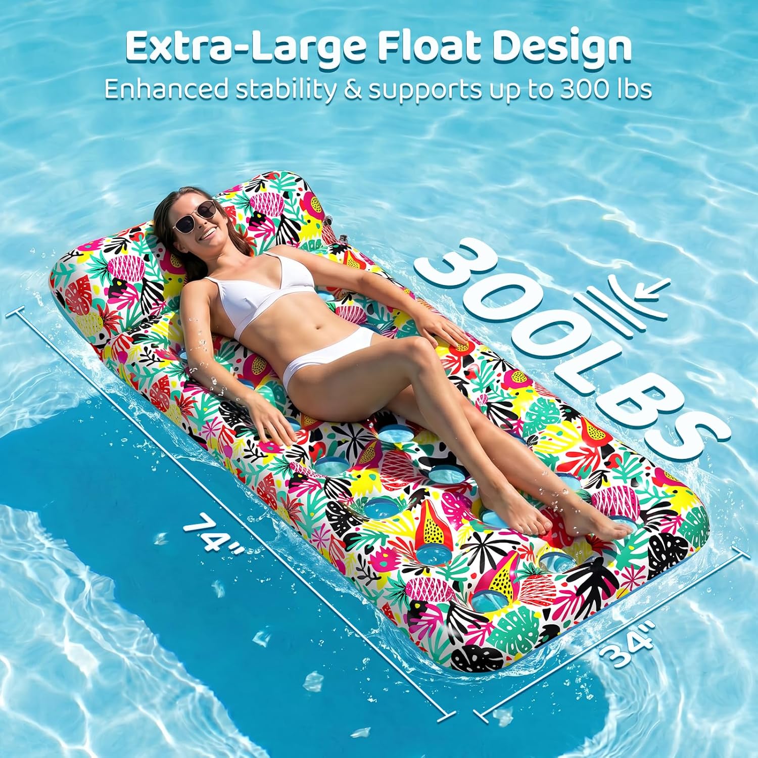 Detalle 2 de IRUIRUI 2 Pack Oversized Pool Floats for Adults with Headrest