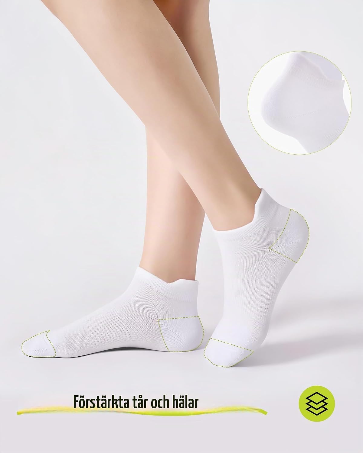Detalle 2 de SukModen bambusstrumpor, 6 par – låga sneakersockor för sport och vardag