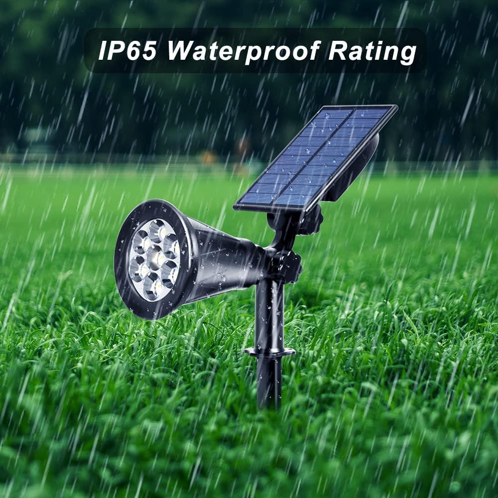 Detalle de ILIKEPOW Solar Lights Outdoor Bright Spotlight with 7 LEDs, 6000K Daylight White, 2-in-1 Wall/Ground Light
