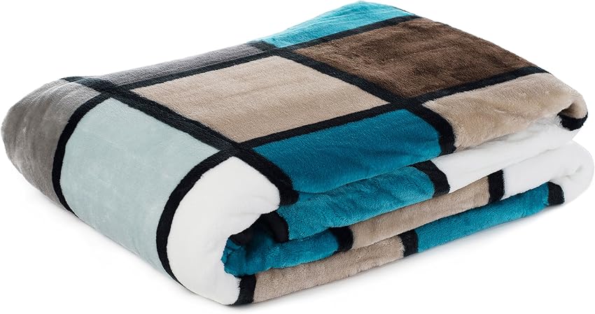 Detalle de Gözze - Manta Cachemira 500 g/m², 150x200 cm, Azul/Turquesa🧣