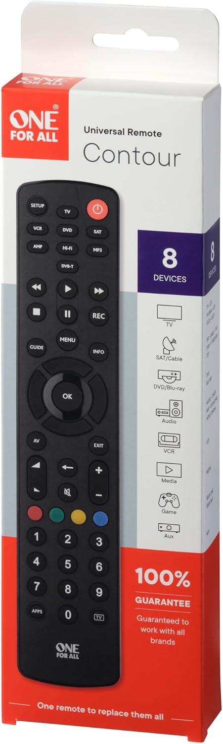 Thumbnail 3 de One For All 1280 Contour télécommande universelle 8 en 1 (amplificateur) noire