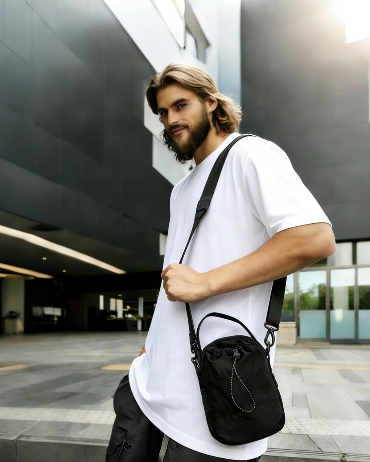 Thumbnail 1 de HAUMAUH Schultertasche Sling Bag – Wasserflasche, Crossbody, Diebstahlsicher, ideal für Training, Wandern und Radfahren