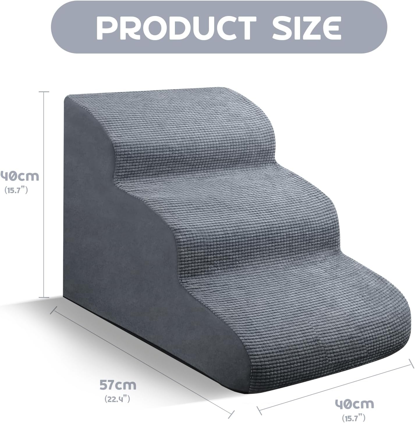 Thumbnail 1 de Dog Stairs 3-step grey foam ramp for small pets