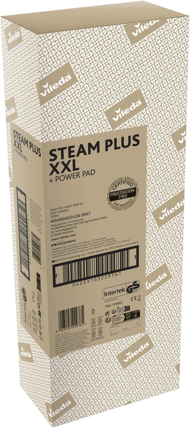 Detalle de Vileda Steam Plus XXL Dampfreiniger – hygienische Bodenreinigung ohneChemie für große Flächen