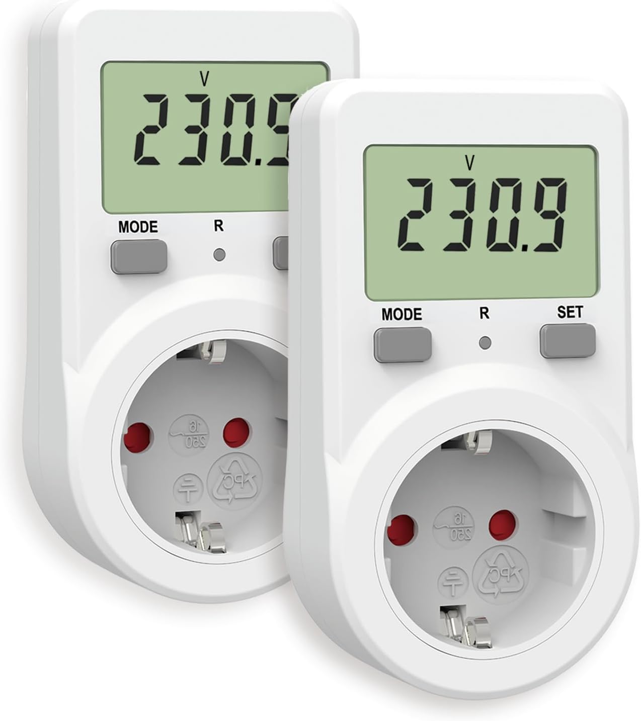 Detalle de NOVKIT Stromzähler für Steckdose mit Speicherfunktion – 2er-Set für Stromverbrauch & Energiekostenmessung (230V / 16A)