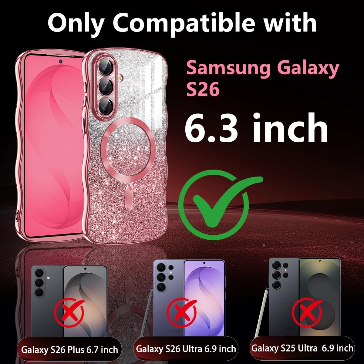 Detalle 2 de Meshine Galaxy S26 Case with Glitter 1mm