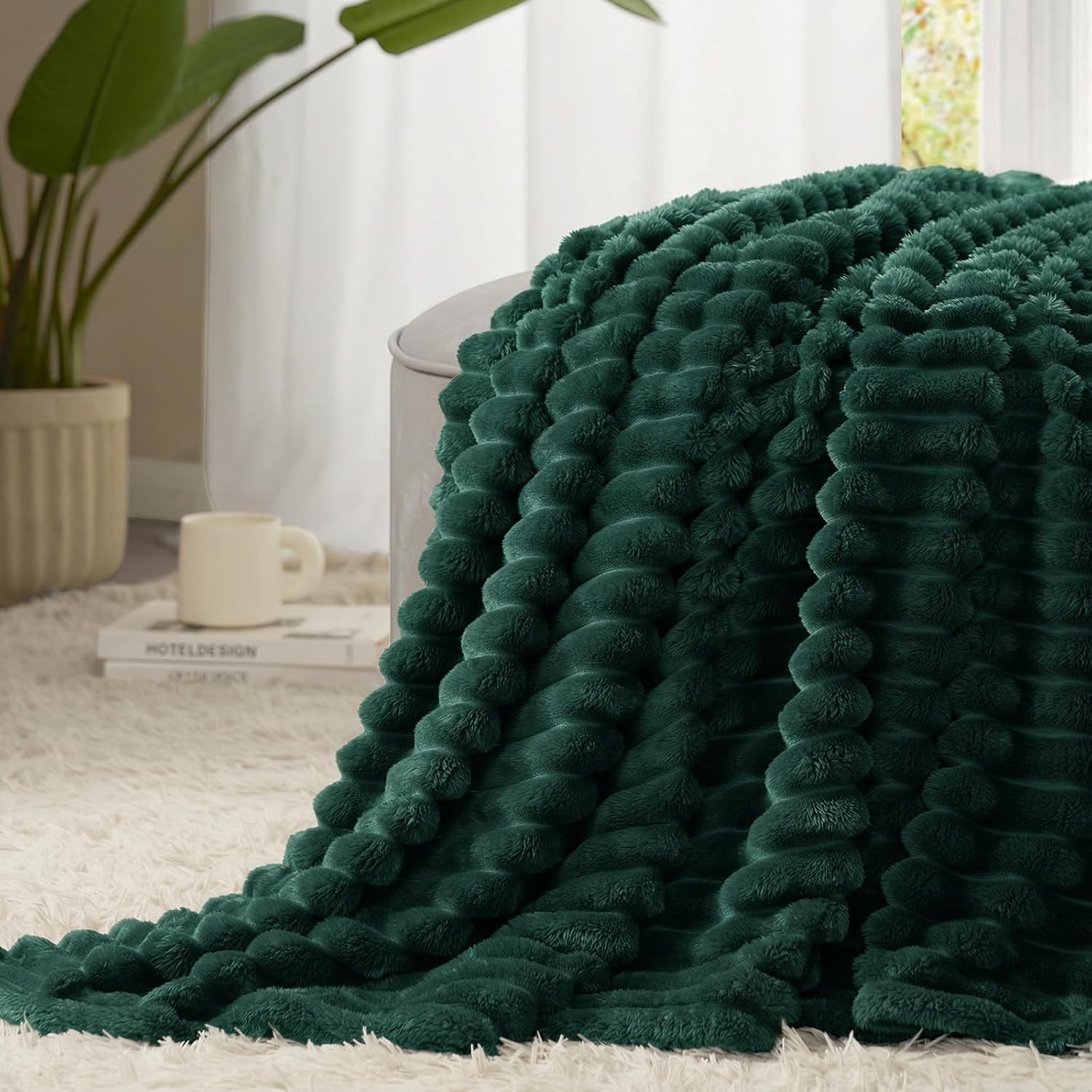 Thumbnail 2 de WAVVE Kuscheldecke Flauschig Decke 150x200 cm – Waldgrün, Microfaser-Flanell, gemütliche Couchdecke