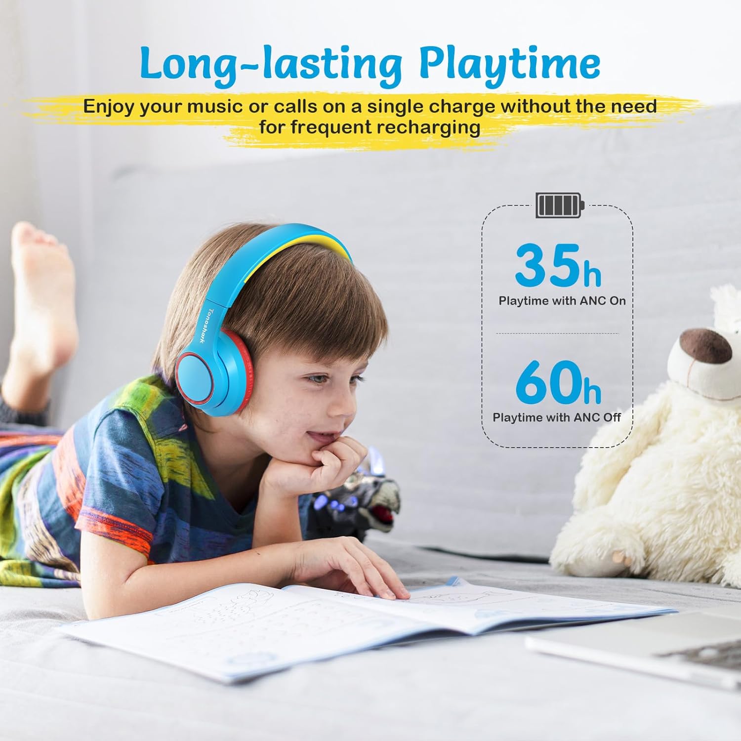 Thumbnail 6 de TONOSHARK Kids Wireless Headphones: Comfortable, Foldable Bluetooth for School and Travel