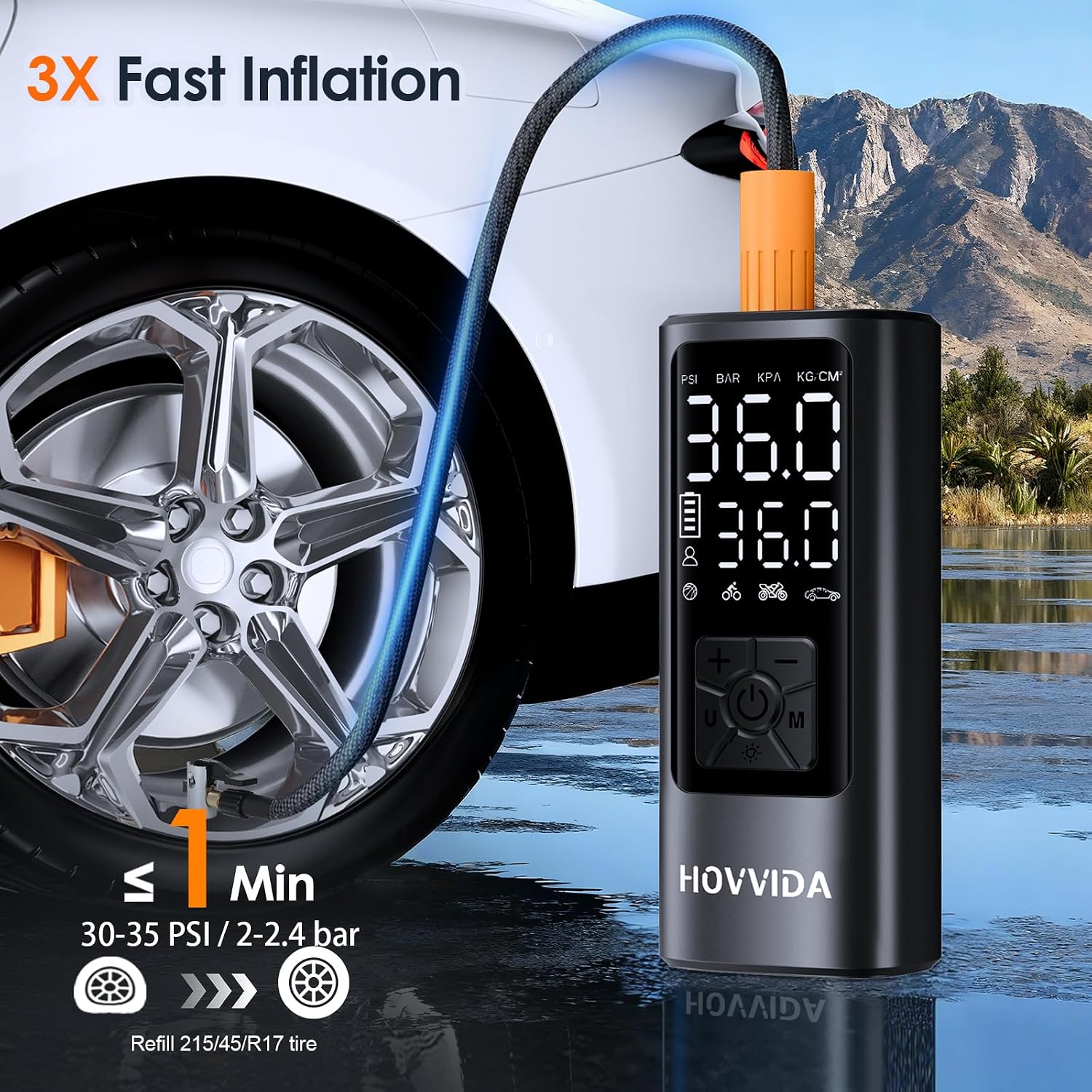 Thumbnail 1 de HOVVIDA Tyre Inflator 5200 mAh Portable Compressor