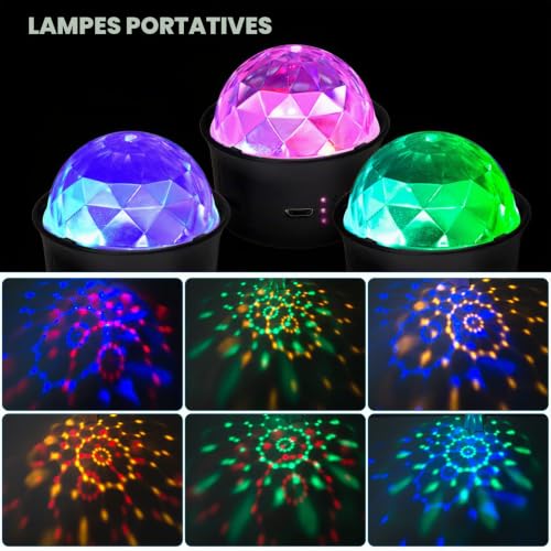 Thumbnail 4 de URAQT Boule Disco 2pcs — Kit mini luminérique USB, mouvée par la voix et effets miroir pour DJ, fête et voiture