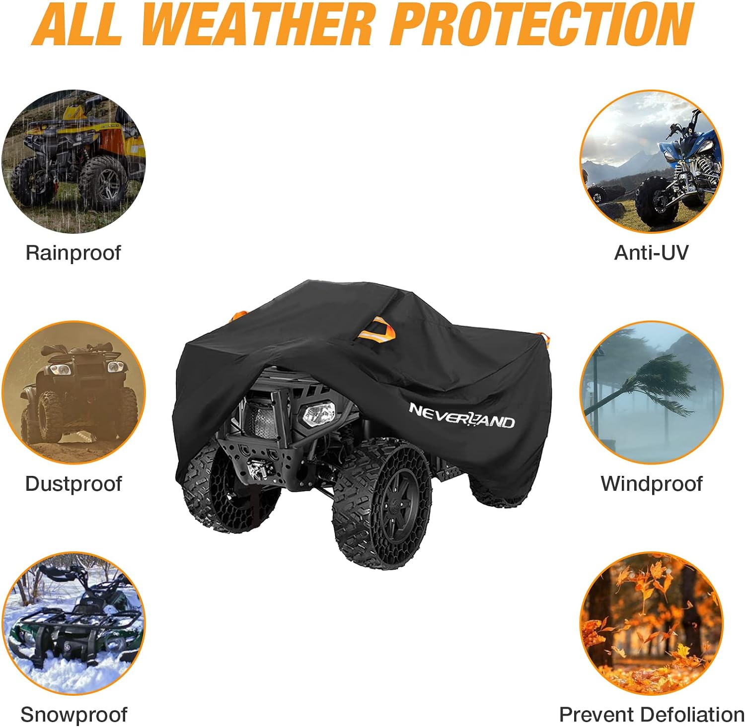 Thumbnail 3 de NEVERLAND Waterproof Heavy-Duty ATV Cover (4 Wheeler/Quad) — All-Season UV & Weather Protection, Black Large