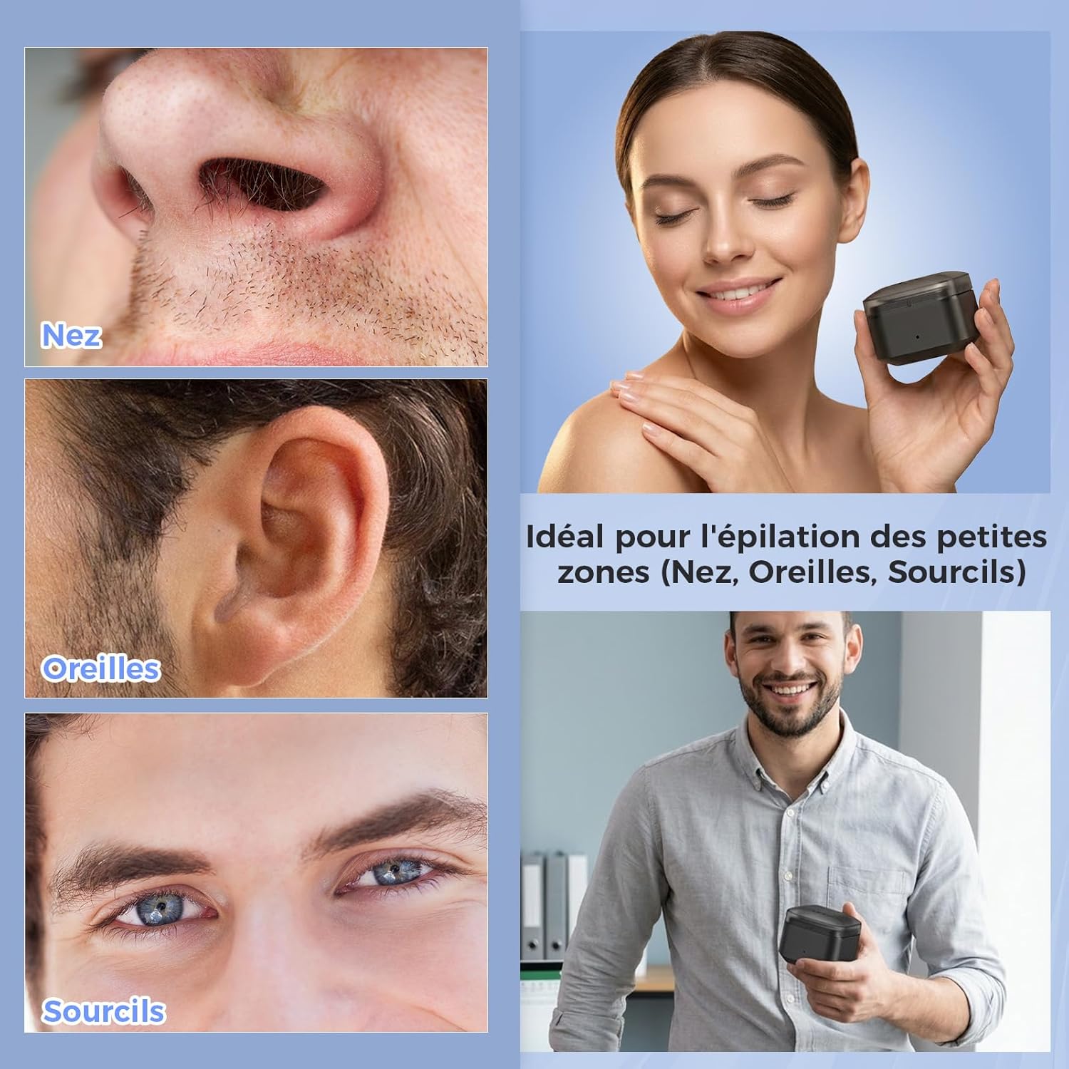 Detalle 2 de Epilation Nez et Oreilles Homme : Mini Chauffe-Cire à Température Constante + Kit Voyage