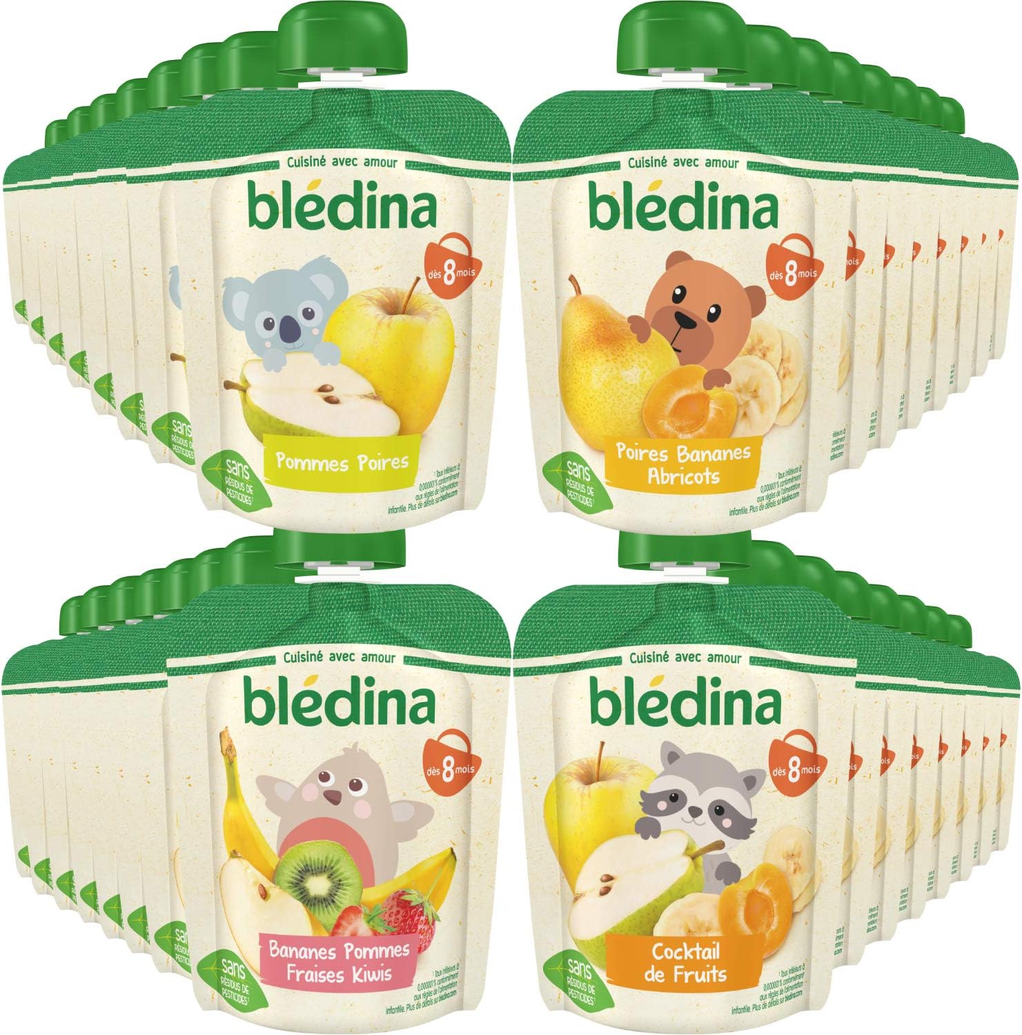 Detalle 1 de BLÉDINA Gourdes purées fruits 32x90 g 🍎