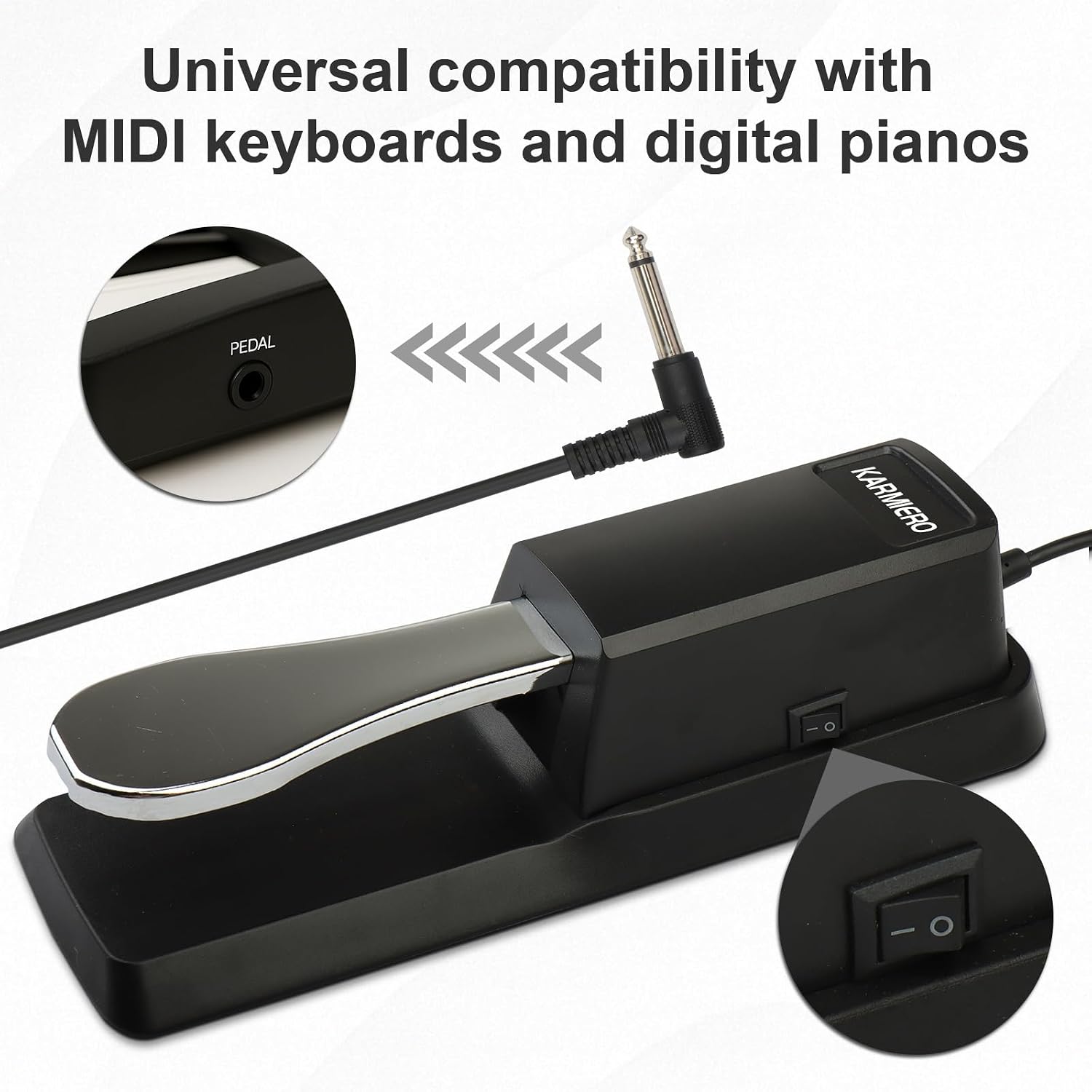 Thumbnail 3 de karmiero Pedal02 Sustain Pedal for Keyboard with Polarity Switch, 1/4-Inch Plug