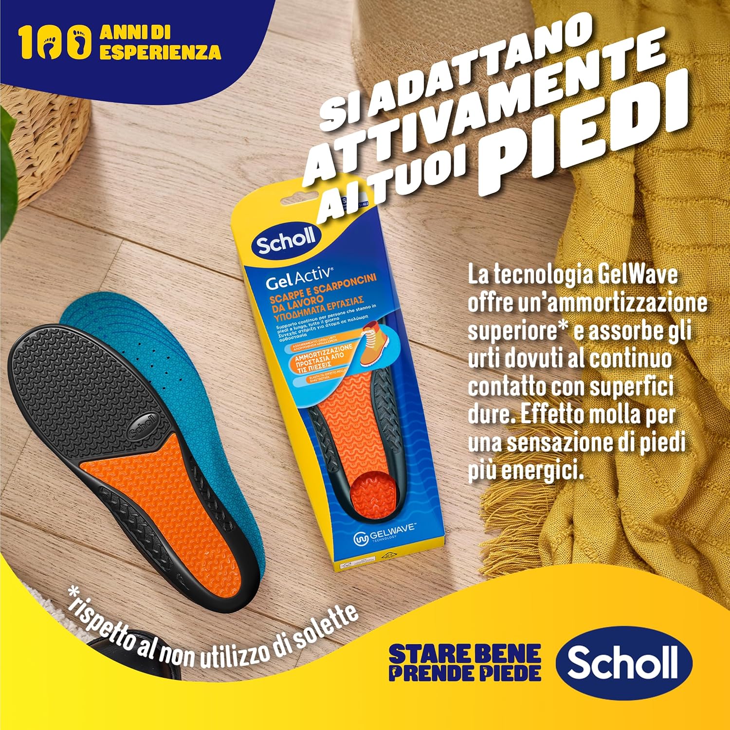 Detalle de Dr. Scholl's GelActiv Solette per Scarpe e Scarponcini da Lavoro – GelWave, Taglia 35.5–40.5