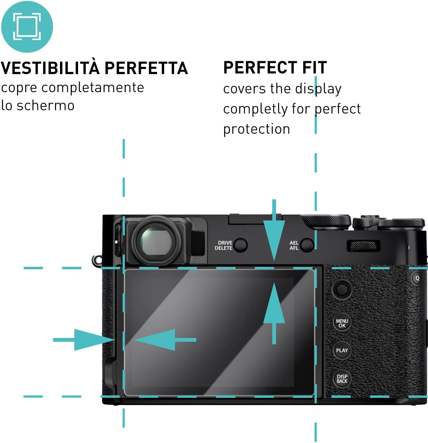 Detalle de smartect Vetro Temperato per Fujifilm X100VI / X100V / X-T4 / X-E4 (3 pezzi, Clear) con durezza 9H