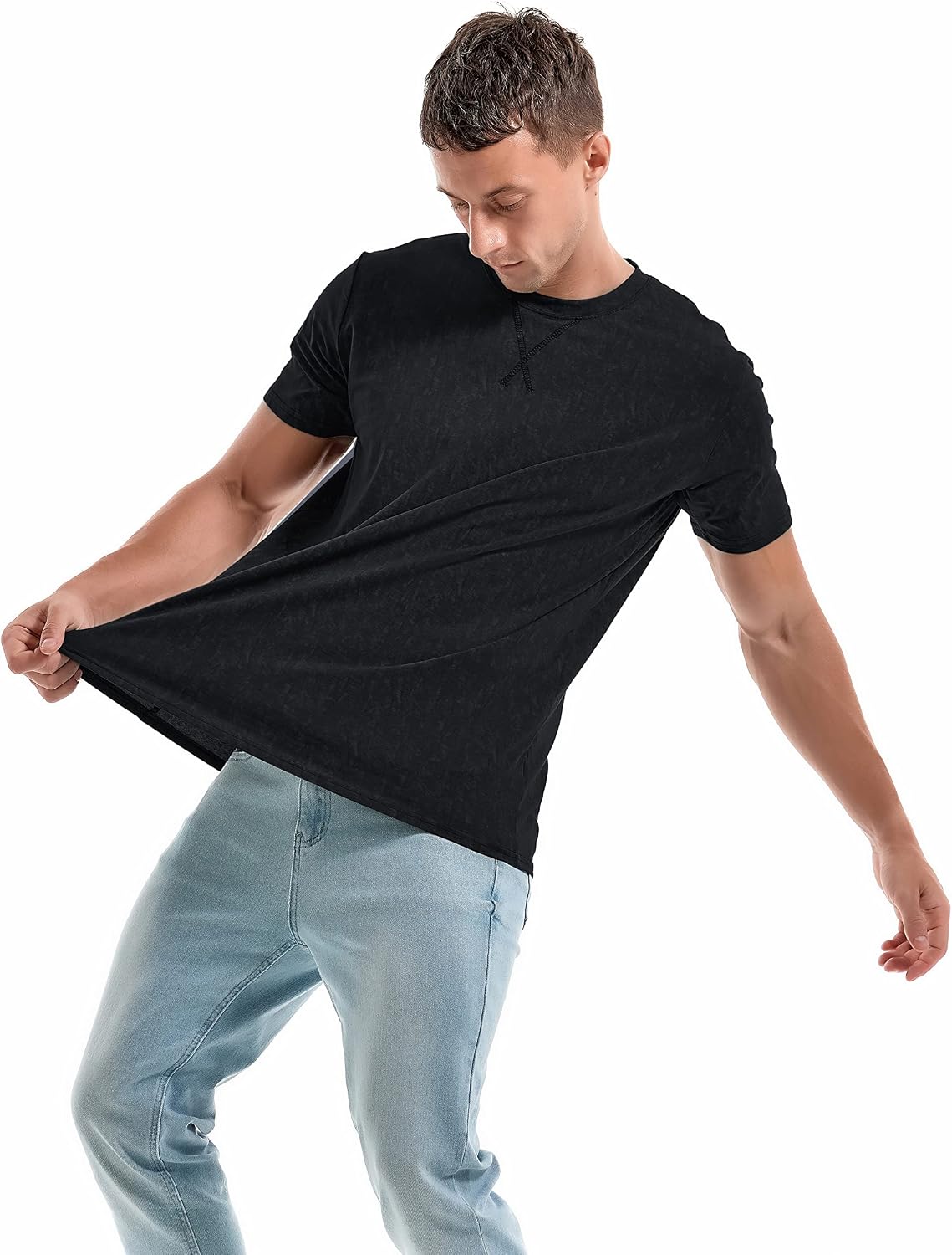 Thumbnail 3 de RONOMO Herren V-Ausschnitt T-Shirt Casual
