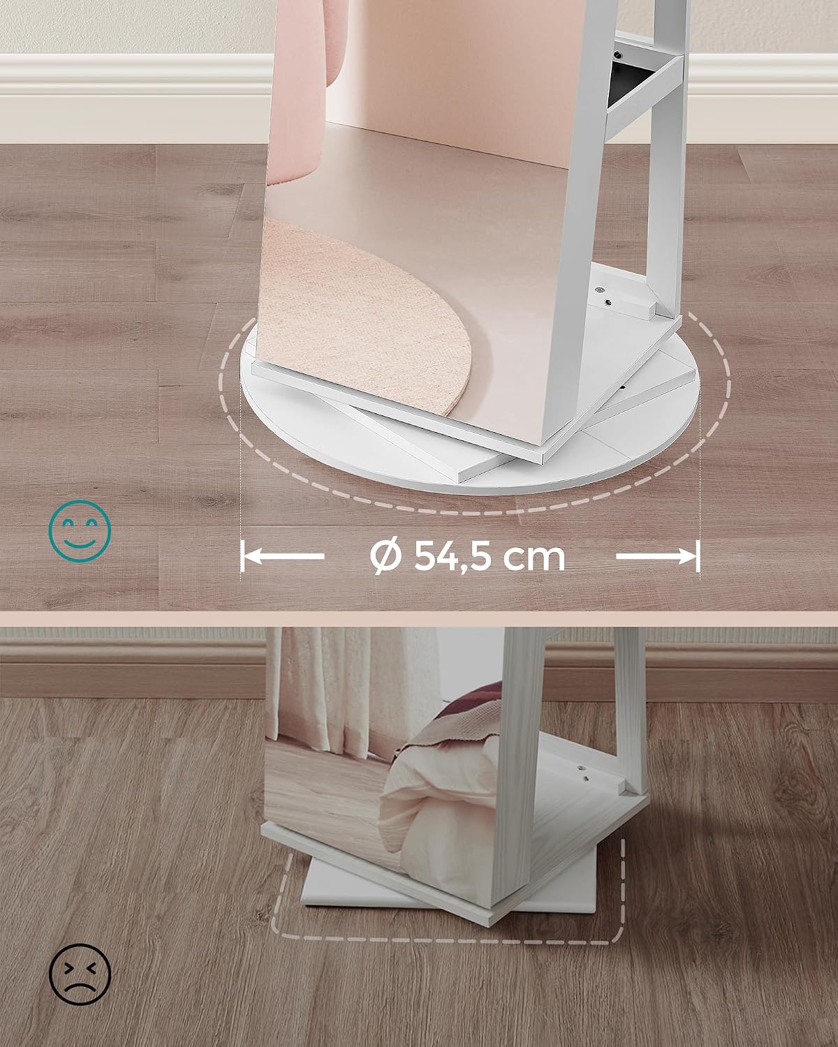 Detalle 2 de SONGMICS BERIT JJC007W02 sieradenkast met spiegel, 360° draaibaar en afsluitbaar